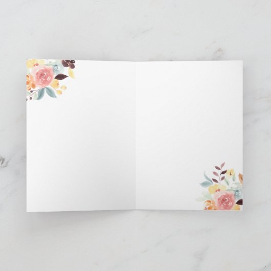 Boho秋フローラ水彩誕生日7フォトグリッド カード (内部)