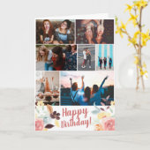 Boho秋フローラ水彩誕生日7フォトグリッド カード (黄色い花)