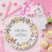 BOHO秋フローラ秋バタフライベビーシャワー ペーパープレート (パーティー)