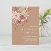 Boho秋フローラQRコード写真結婚秋 招待状 (スタンド正面)