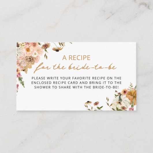 Boho秋ブライダルレシピエンクロージャカード エンクロージャーカード (正面)