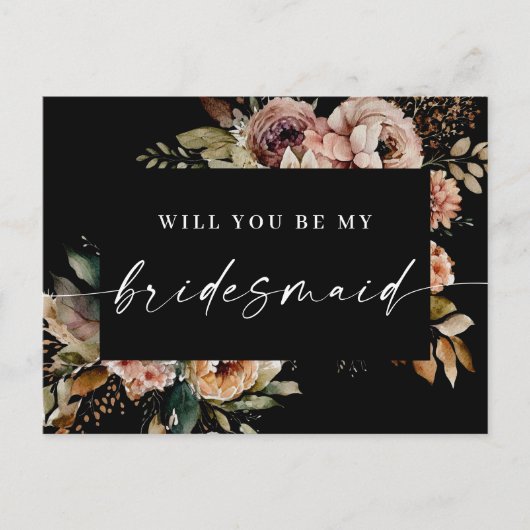 Boho秋ブリデスメイド提案。ブラックオータムフローラ ポストカード (正面)