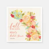 Boho秋ラブフローラ水カラーブライダルシャワー スタンダードカクテルナプキン (正面)