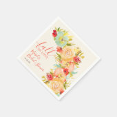 Boho秋ラブフローラ水カラーブライダルシャワー スタンダードカクテルナプキン (角)