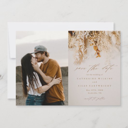 Boho秋花結婚写真 セーブザデート (正面)