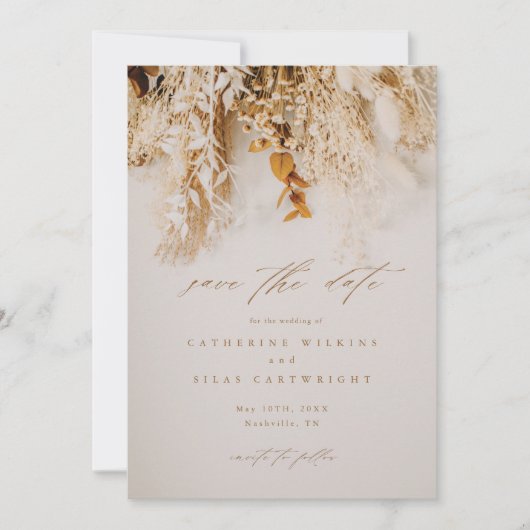 Boho秋花結婚写真 セーブザデート (正面)