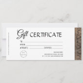 Boho素朴な木の外観ギフト証明書 招待状 (裏面)