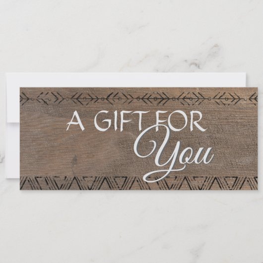 Boho素朴な木の外観ギフト証明書 招待状 (正面)