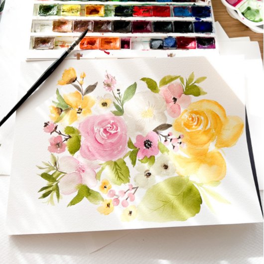 Boho素朴な黄色の野生の花シックな結婚式RSVP 出欠カード