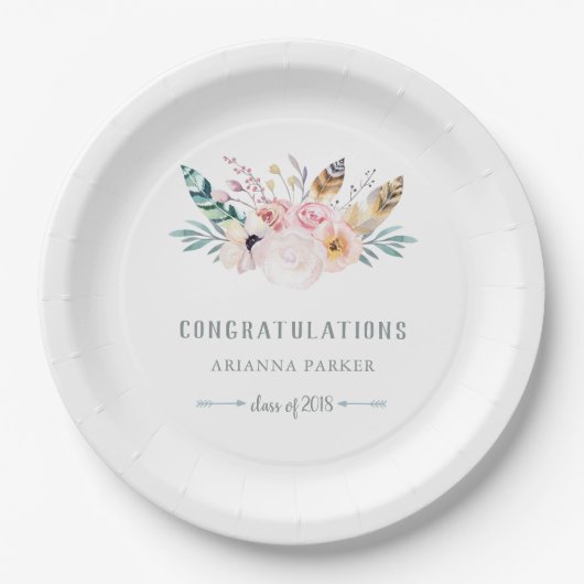 Boho素朴な|の卒業 ペーパープレート (正面)