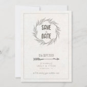 Boho素朴の結婚写真テンプレートID1109 セーブザデート (正面)