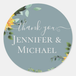 BOHO素朴ひまわり結婚緑 ラウンドシール