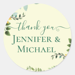 BOHO素朴ひまわり結婚緑 ラウンドシール