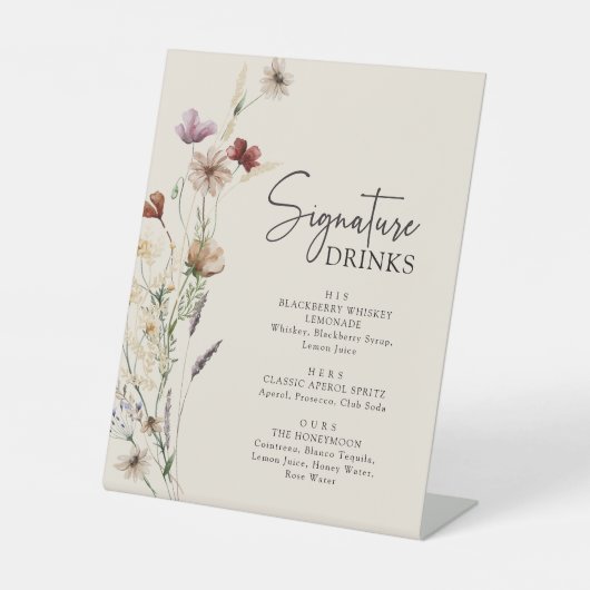 Boho素朴シグネチャードリンク台座看板 台座サイン (正面)