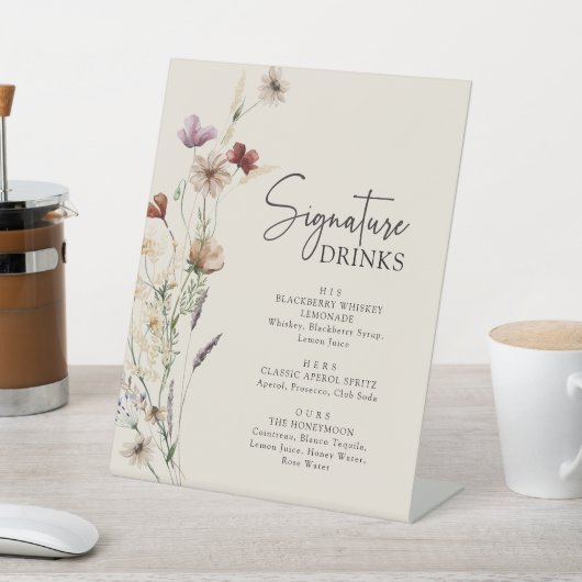 Boho素朴シグネチャードリンク台座看板 台座サイン (インサイチュ)
