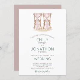 Boho素朴ハッピーカップルOrganzaチェア結婚 招待状