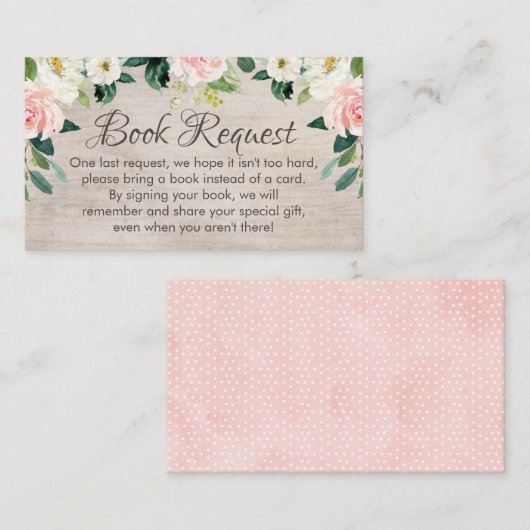 Boho素朴ピンクのブックリクエストカードの挿入 エンクロージャーカード (正面/裏面)