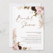 Boho素朴フローラとパンパスフレームブライダルシャワー 招待状 (正面)