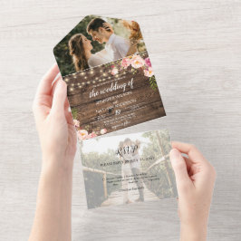 Boho素朴フローラストリングが1つのInvitaですべて点灯 オールインワン招待状