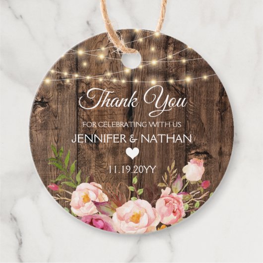 Boho素朴フローラストリングライトサンキュー フェイバータグ (正面)