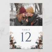 Boho素朴フローラピネコン写真テーブル番号 招待状 (裏面)