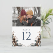 Boho素朴フローラピネコン写真テーブル番号 招待状 (スタンド正面)