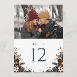 Boho素朴フローラピネコン写真テーブル番号 招待状