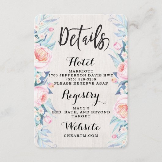 Boho素朴フローラ情報カード エンクロージャーカード (正面)