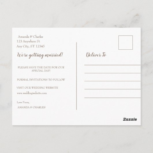 Boho素朴フローラ結婚式の日付はがき保存 ポストカード (裏面)