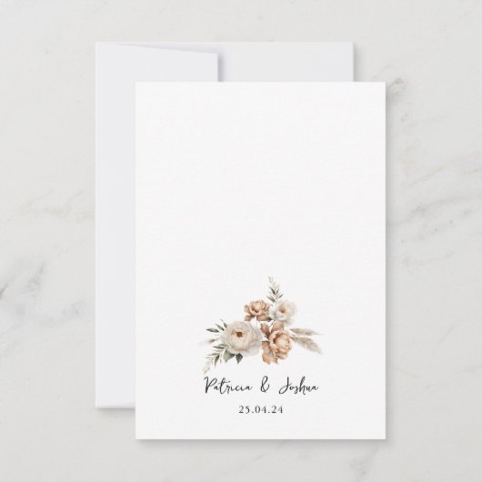 Boho素朴フローラ結婚式の日付カードを保存 セーブザデート (裏面)