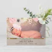 Boho素朴フローラ羽毛誕生のお知らせ 案内状 (スタンド正面)