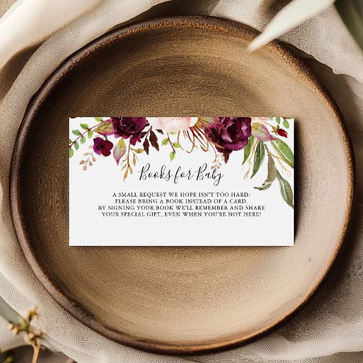 Boho素朴フローラBaby Shower Book Request エンクロージャーカード