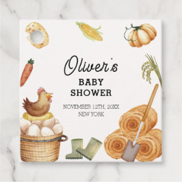 Boho素朴地元で育った農家チキンベイビーシャワー フェイバータグ