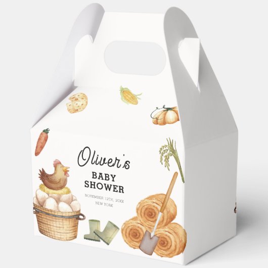 Boho素朴地元で育った農家チキンベイビーシャワー フェイバーボックス (裏面)