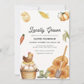 Boho素朴地元で育った農家チキンベイビーシャワー 招待状 (正面)