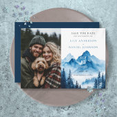 Boho素朴水彩山写真結婚の セーブザデート