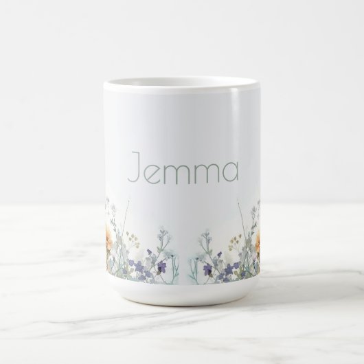 Boho素朴水彩野花 コーヒーマグカップ (中央)