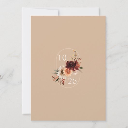 Boho素朴秋フローラ写真Save the Date 招待状 (裏面)