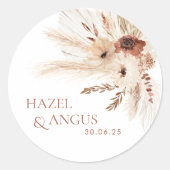 Boho素朴結婚式の引き出物ラベルステッカーラベル ラウンドシール (正面)