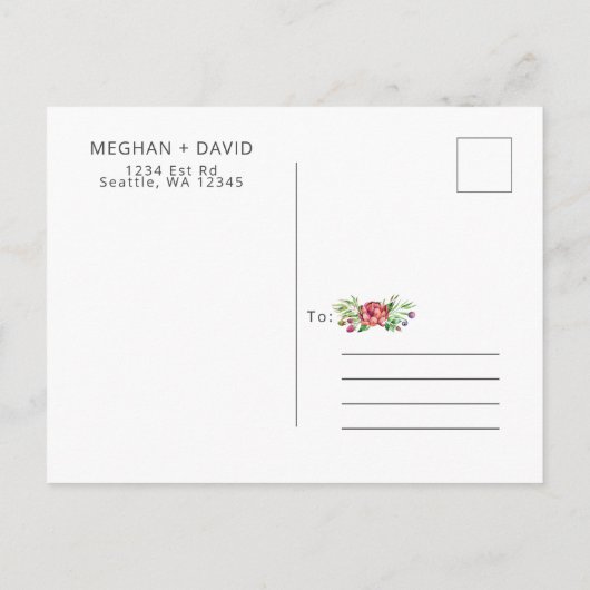 Boho素朴 Succulentサボテン日付の保存 案内ポストカード (裏面)