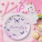 Boho紫色の水色の蝶の女の子ベビーシャワー ペーパープレート (パーティー)