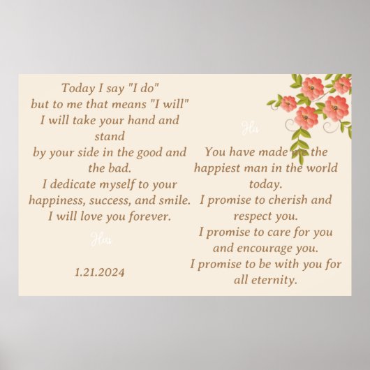 BOHO結婚フローラデザインにおける発願の表示 ポスター (正面)