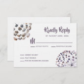 Boho結婚式招待状RSVP応答カード 出欠カード (正面/裏面)