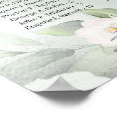 Boho緑と白い花金ゴールドアルファベット ポスター (角)