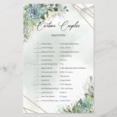 Boho緑の多肉食の金ゴールド漫画カップル (裏面)