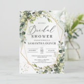 Boho緑の葉の金ゴールドフレームブライダルシャワー 招待状 (スタンド正面)