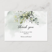 Boho緑の葉の金ゴールド文字ありがとう エンクロージャーカード (正面)