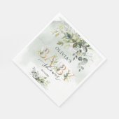 Boho緑の葉の金ゴールド文字の赤ちゃんシャワー スタンダードランチョンナプキン (角)