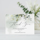 Boho緑の葉ユーカリの赤ちゃんシャワー サンキューカード (スタンド正面)