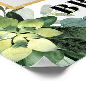 Boho緑豊かな多肉性ブライダルシャワー写真の支柱 ポスター (角)